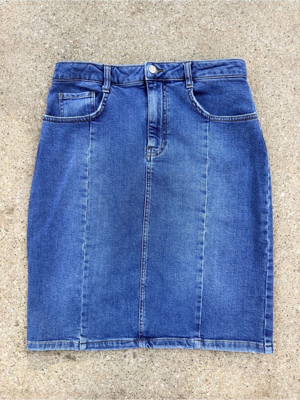 Anthropologie Pilcro Sz 10 Medium Blue Denim Midi Skirt